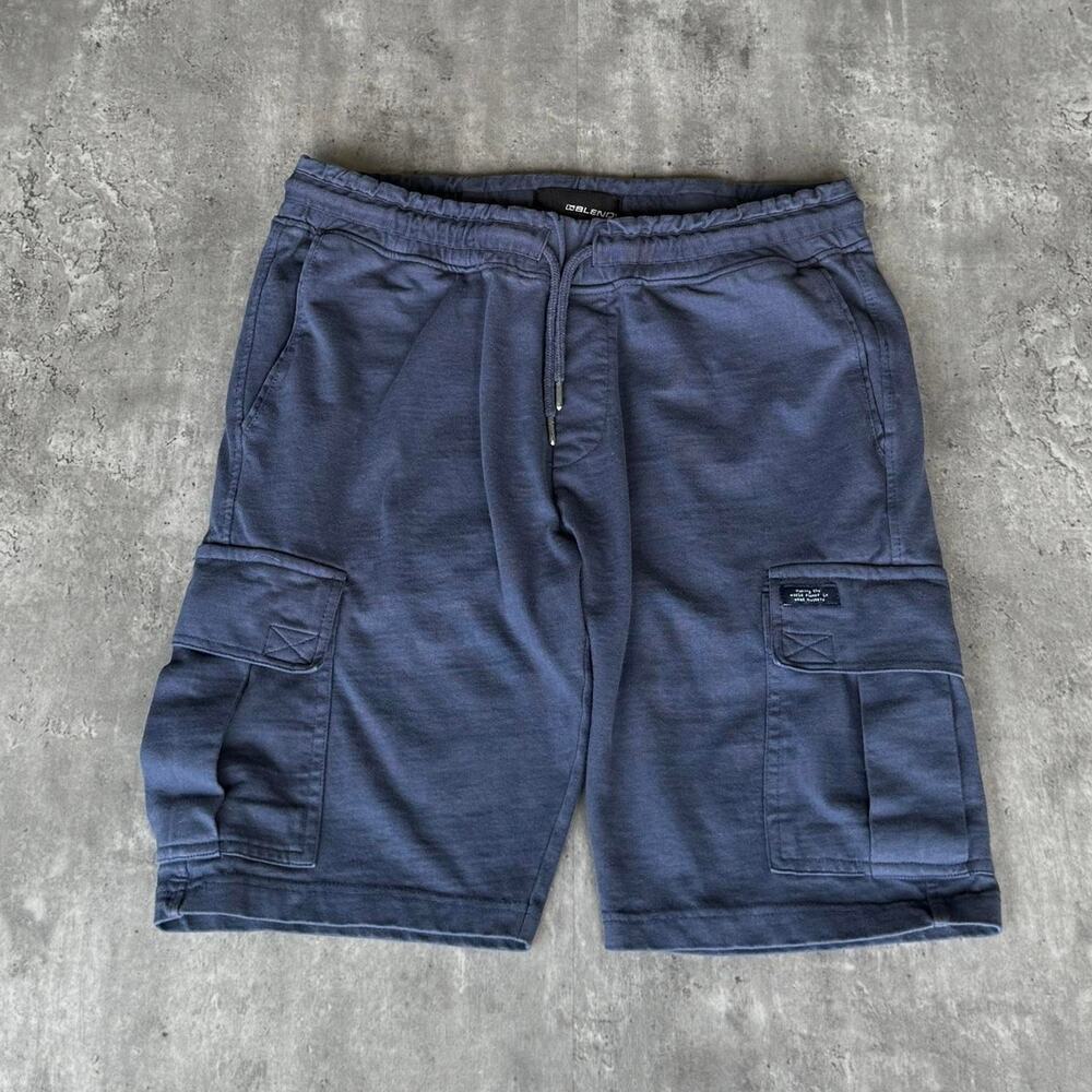 Vintage Y2K Blend Navy Blue Baggy Embroidered Cargo Sweatshorts